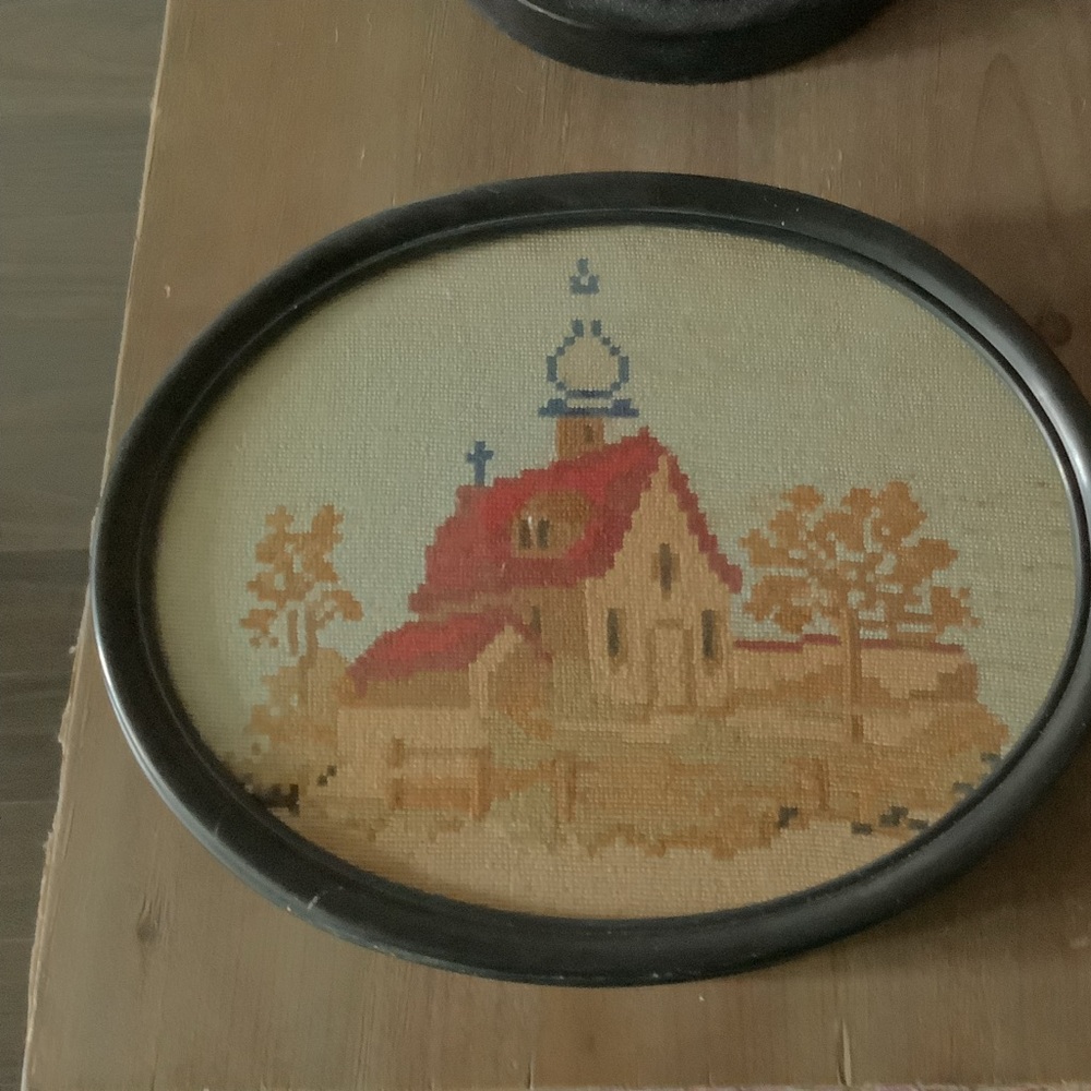 Vintage framed needlepoint